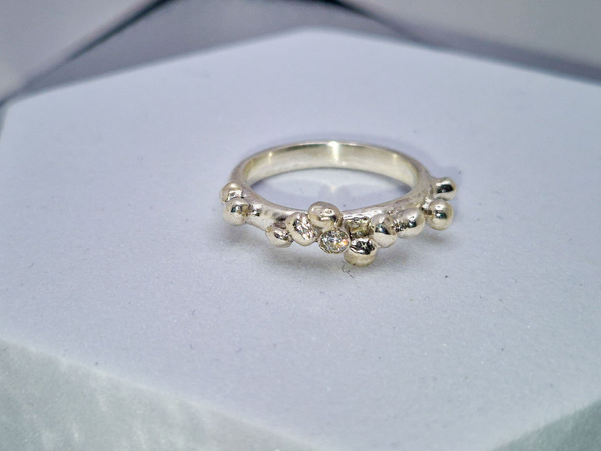 Granulated silver ring