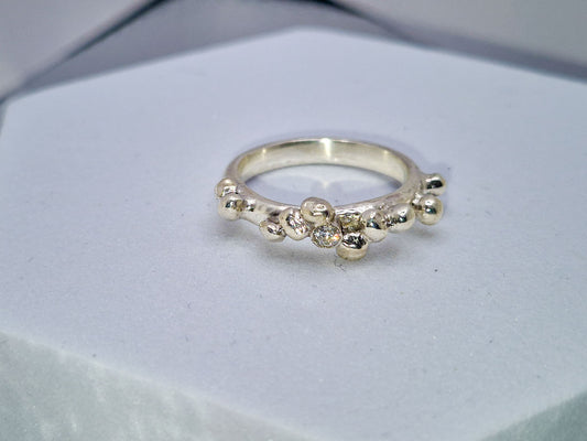 Granulated silver ring