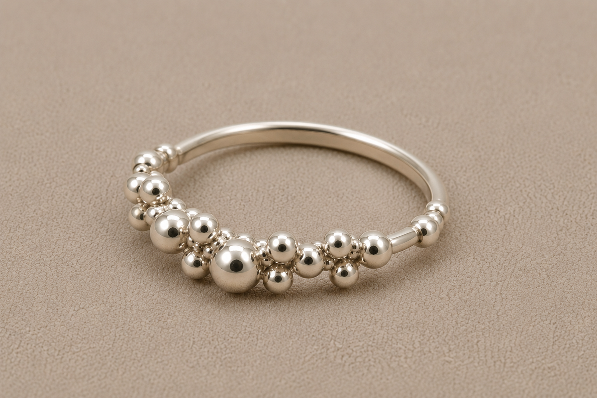 Granulated silver ring