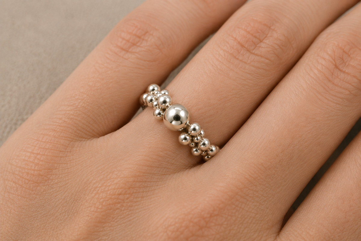 Granulated silver ring