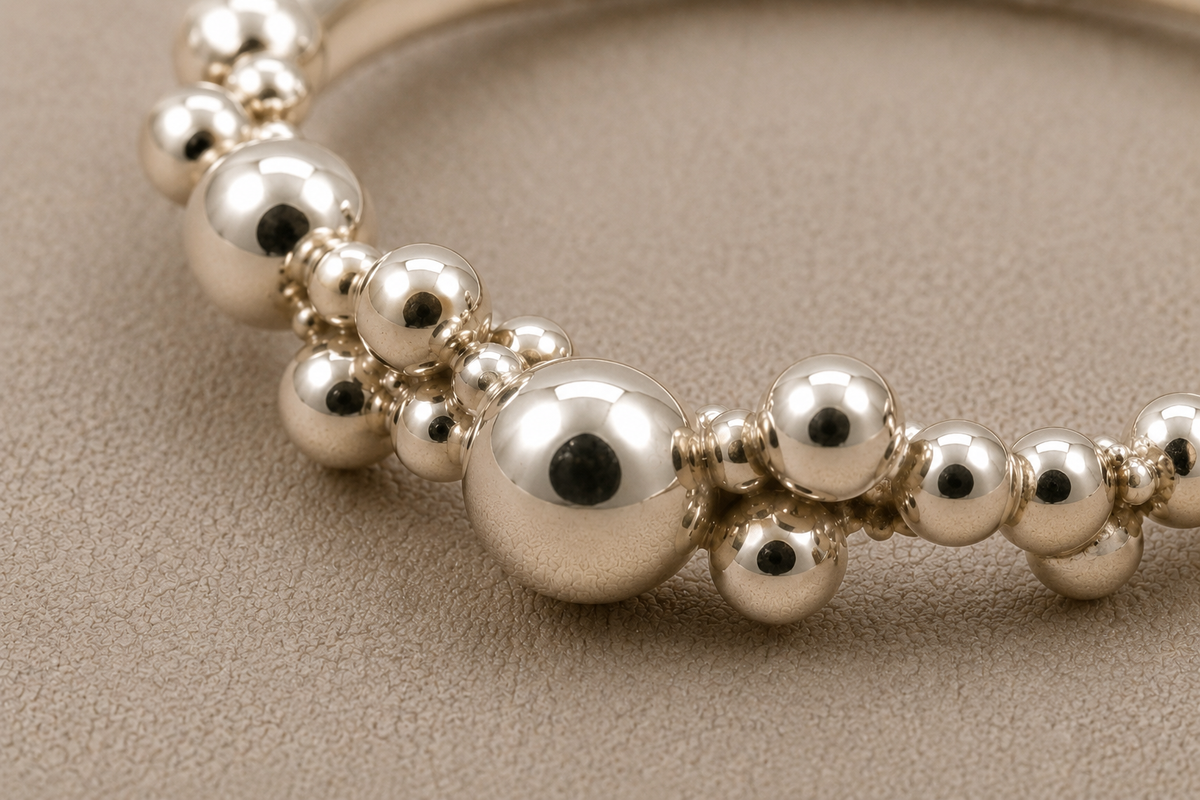 Granulated silver ring