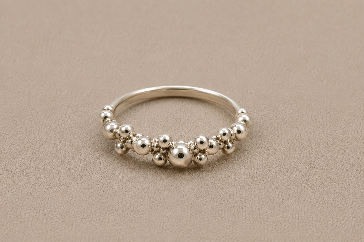 Granulated silver ring